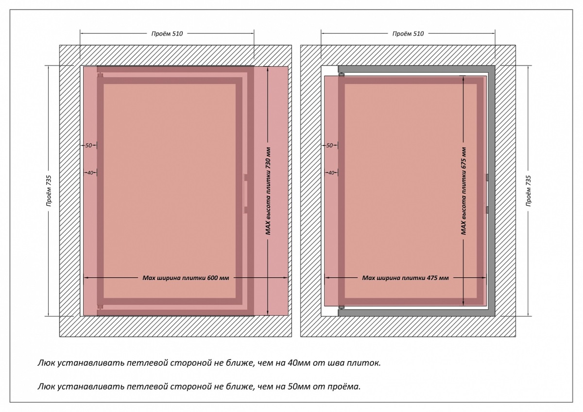 Люк одностворчатый Shagma 50х70 ревизионный под плитку ЛС500x700В 7 Люк одностворчатый Shagma 50х70 ревизионный под плитку ЛС500x700В — изображение 7
